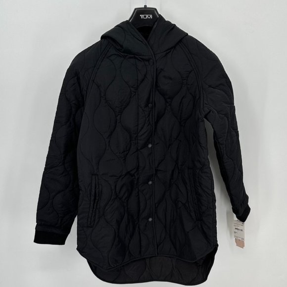 Women's BCBGeneration Black Onion Quilt Hooded Jacket S - Picture 1 of 4